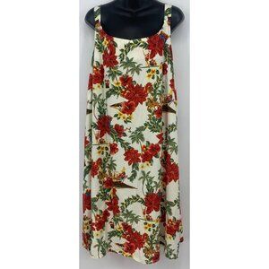 Bishop Street Aloha Hawaiian Christmas Dress Women Size 3XL Ivory Rayon New B47